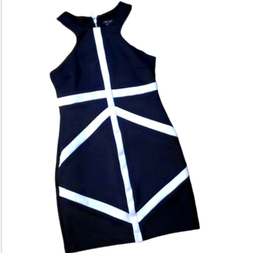 Bisou Bisou Womans Black Avant Guarde Halter Bodycon Sleeveless Dress Size 8